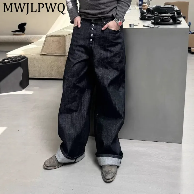 

Высококачественные американские джинсы MWJLPWQ с пуговицами, мужские, весенние, повседневные, свободные, прямые, широкие, мешковатые, в стиле High-Street, модель 13901