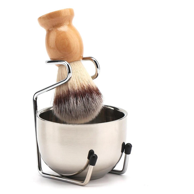 Shaving Set Soap Bowl + Shaving Brush + Stand Holder, Natural Boar Bristle Beard Brush Kit Pure Badger Hair Shaving Brush Kit