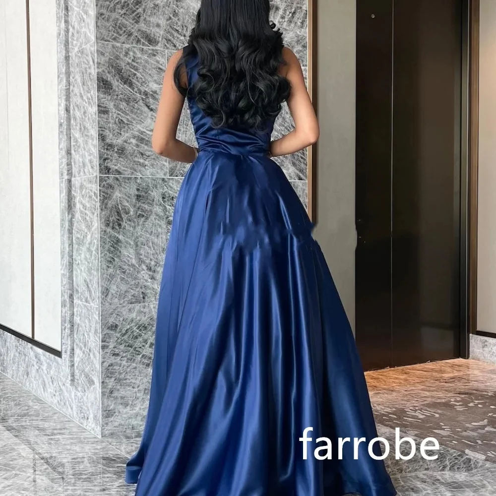 Bella Customized Blue Slanted Shoulders Sequins robes de soirée Floor-Length Taffeta Party Dresses Sleeveless Prom Dress 2024 image 6