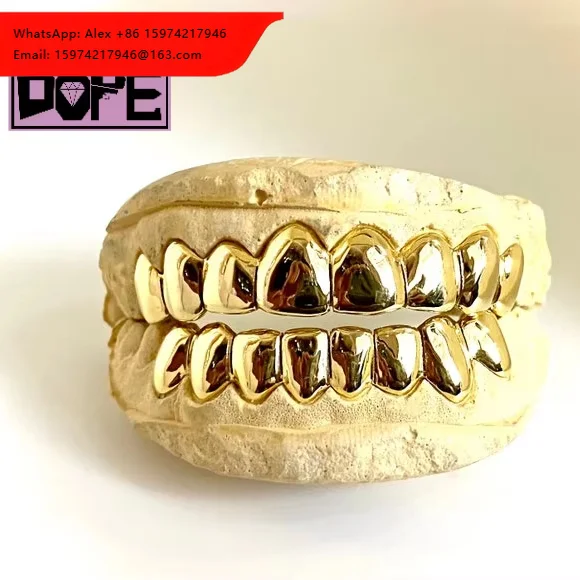 Custom Grillz Made Fitted Hip Hop Grill Perm Cut Grillz 925 Silver Solid 14k 18k Gold Fine Jewelry Plating Plain Teeth Grillz