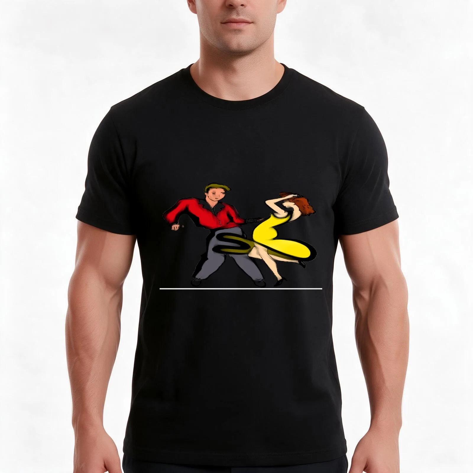 Salsa dance oil painting T-Shirt, Summer Casual Cotton Tee, Oversized Streetwear Tops, Vintage Graphic Print, Unisex Men Women