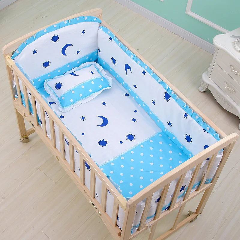 5pcs Newborn Baby Bedding Set Kids Crib Bumper Cartoon Animal Baby Cot Protector 100% Cotton Baby Beddings Bumper 60*100cm ZT31