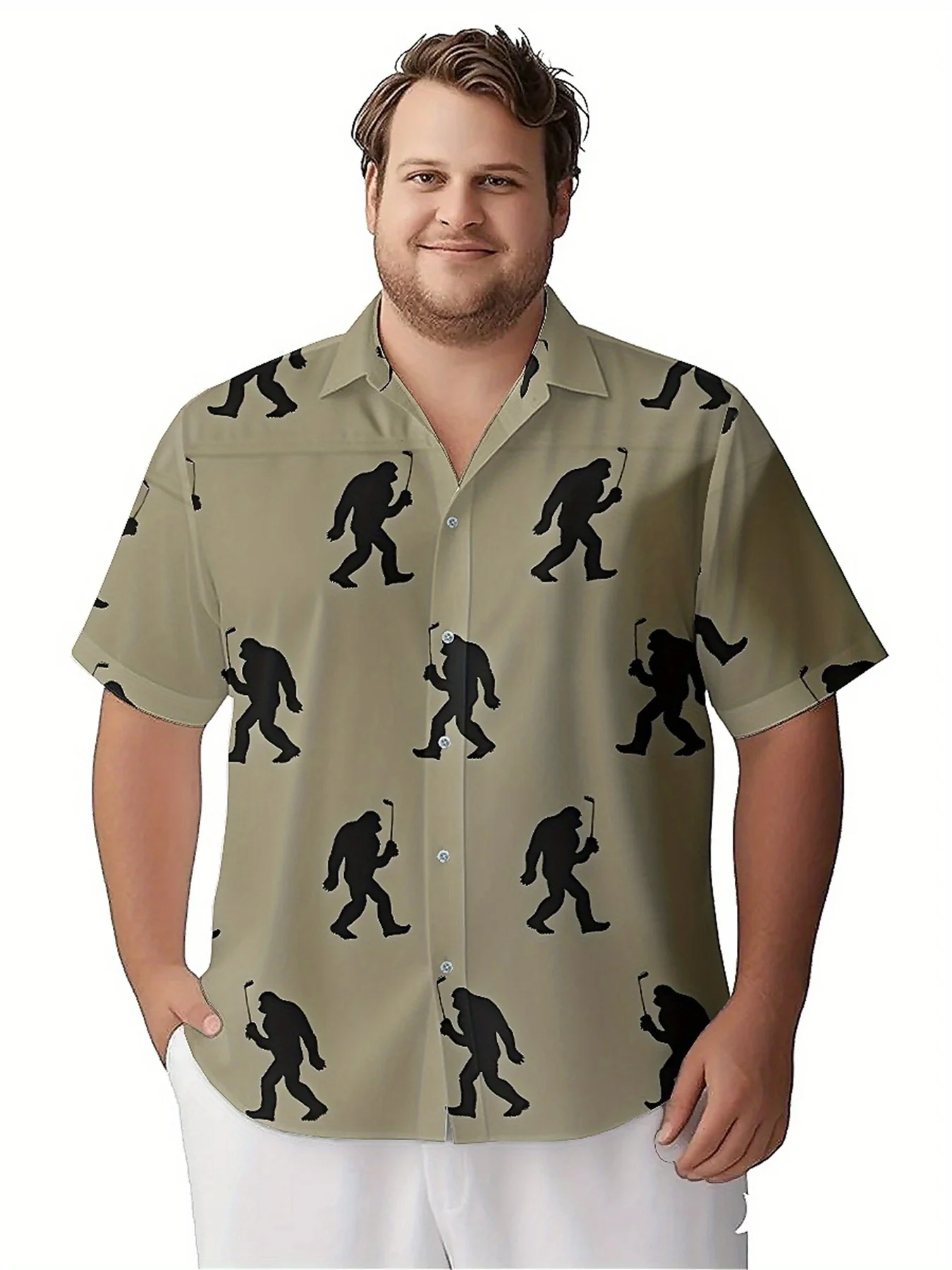 Men's Plus Size Hawaiian ShirtsSasquatch Golfingpattern, Fashionable Aloha Shirt, Summer Casual Top,3D Unisex Clothes