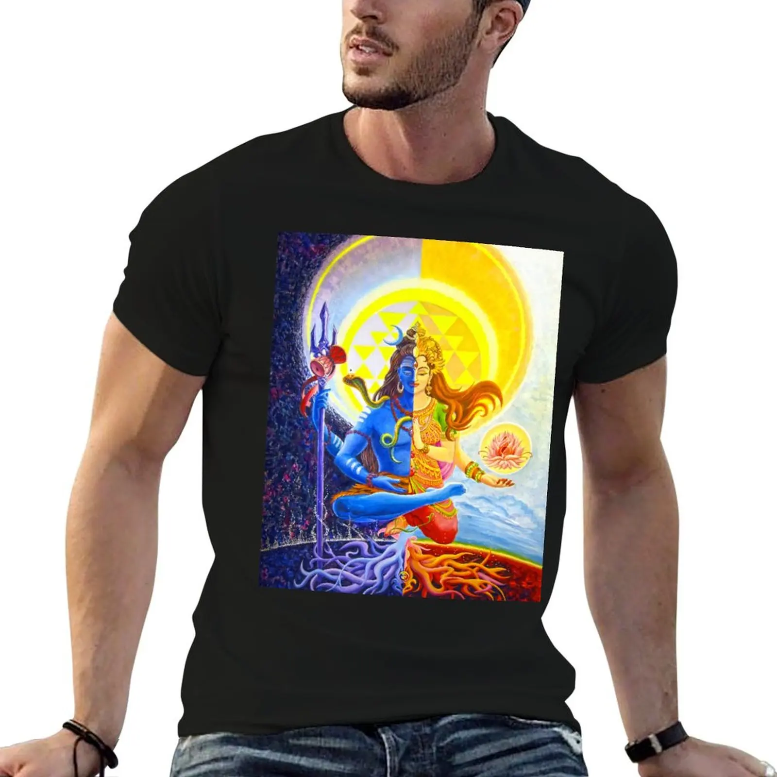 Ardhanarishvara Shiva Shakti God Goddess Halfman HalfWoman T-Shirt graphics oversizeds anime shirts men