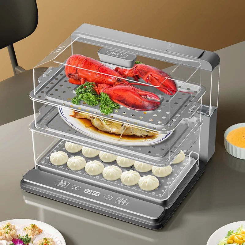 Zhen mi vapor de alimentos máquina fazer a vapor elétrico mi ng pote bun cozinhar bolinhos cozinha camadas eletricidade mais quente