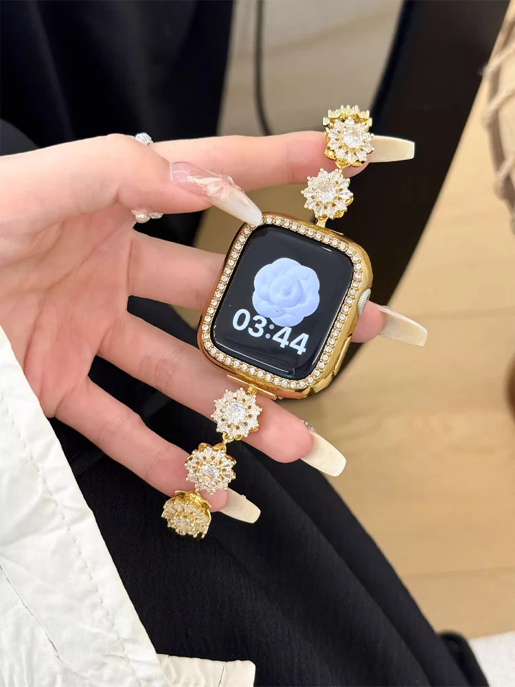 

Luxury Diamond Band For Apple Watch 38mm 40mm 41 42mm 45 46mm 49mm Slim Metal Bracelet Strap For iWatch Ultra 10 9 8 7 6 SE 5 4