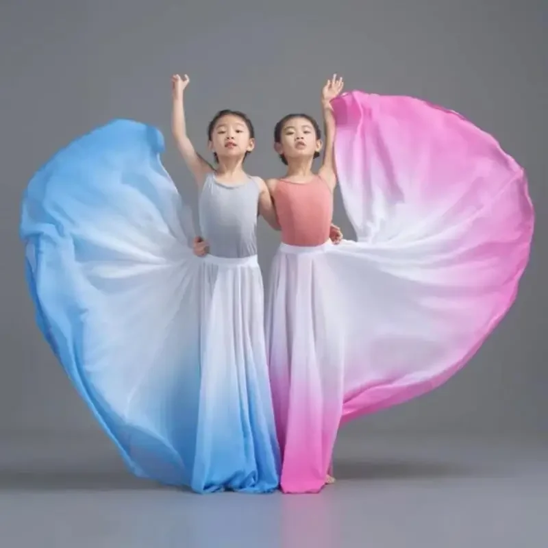 

1 шт./лот, классический стиль, детская длинная юбка с градиентом для танца живота, юбка для народных танцев для девочек