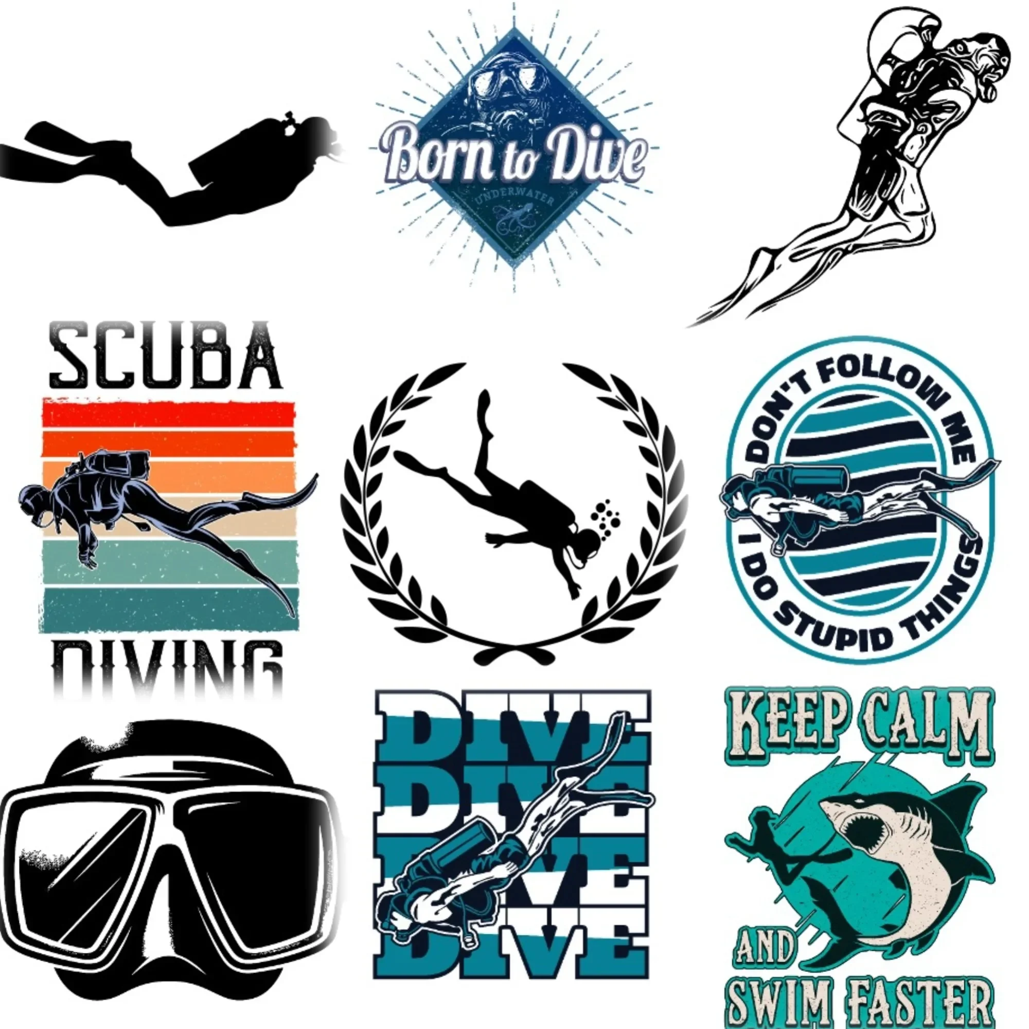 

Scuba Diver Fish Creative Car Stickers Accessories Customizable Size Van Bicycle Window Fridge Helmet Wall Decal
