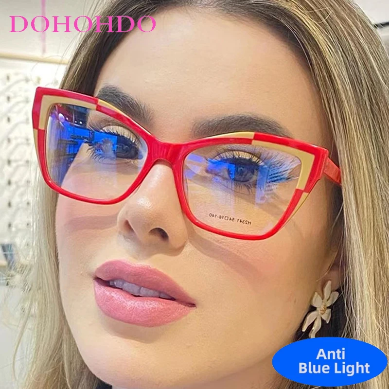 빈티지 브랜드 디자이너 고양이 눈 안경 푸른 빛 차단 안경 여성 안경 컴퓨터 눈 보호 안경 남여 공용 렌즈