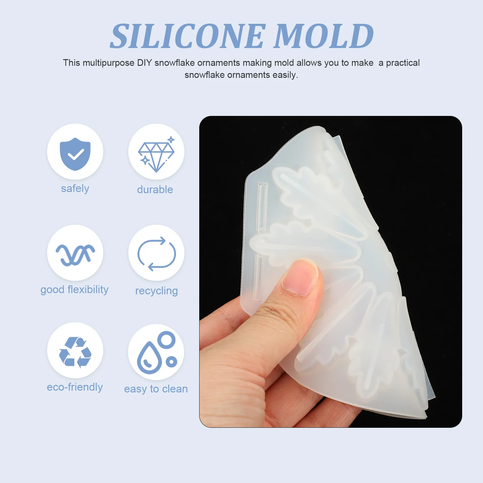 2 قطعة قالب ندفة الثلج السيليكون مرن لتقوم بها بنفسك قالب الحرفية قلادة من الراتنج أداة صنع الزينة اليدوية للديكور المنزلي