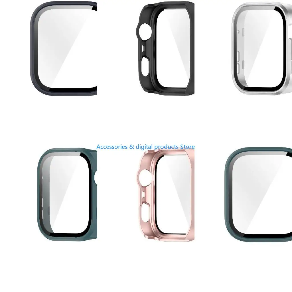 77JD Lightweight Mixed Defense System Combining Tempered Glass Front & Hard Back Case for watch fit 4