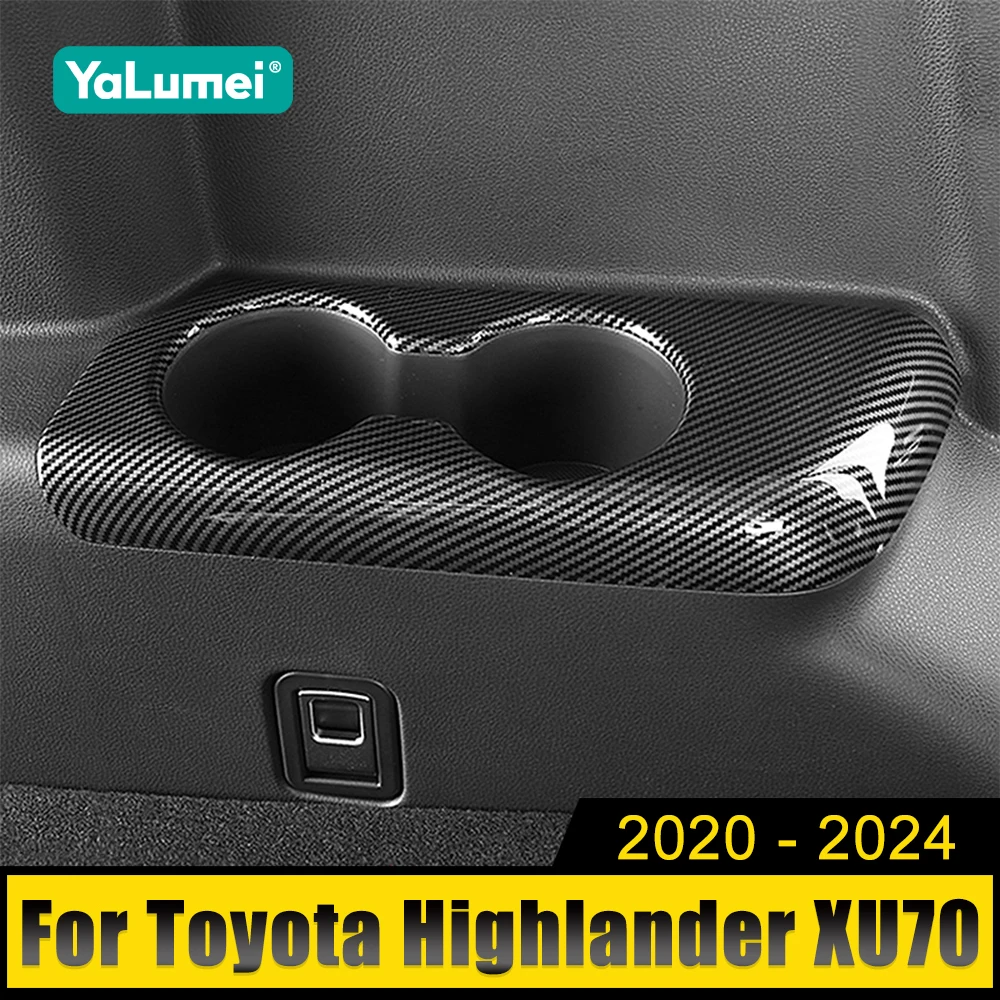

For Toyota Highlander XU70 2020-2022 2023 2024 ABS The Third Drain Cup Panel Decorative Frame Rear Armrest Box Water Cup Trim