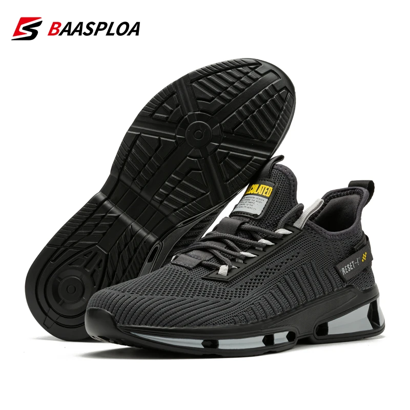 Baasploa Men's Running Shoes New Fashion Designer Lightweight Mesh Sneakers Male Outdoor Casual Breathable Lace-Up Walking Shoes