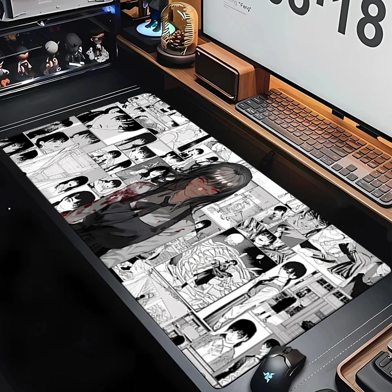 Kawaii Anime Girls Reze Mousepad XXL Laptop Gamer Non-slip Desk Mat Japan Comic Style Chainsaw Man Office Speed Keyboard Pad