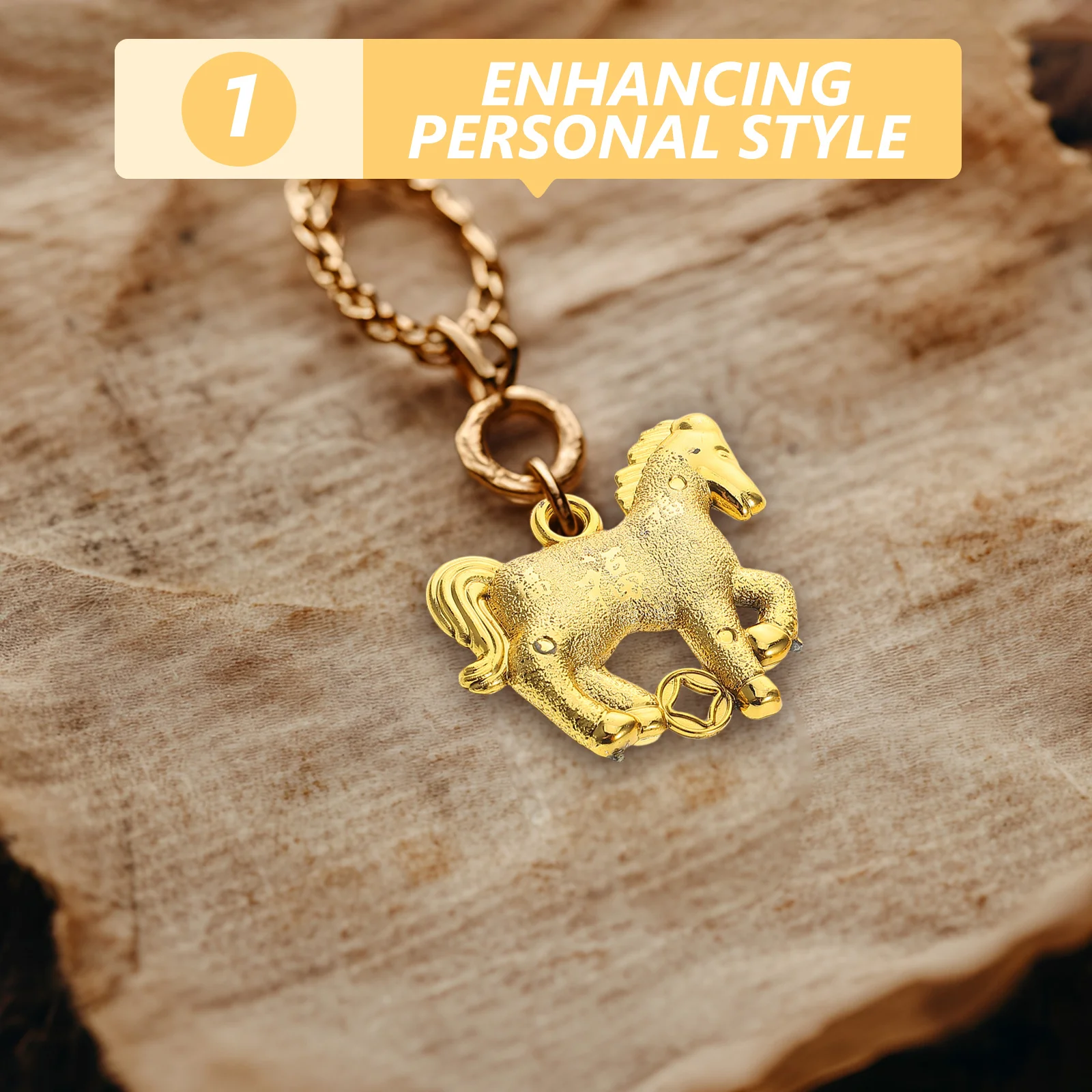 

10Pcs Chinese Zodiac Horse Pendant Charms Gold Color Festive Lucky Feng Shui Keychain Necklace Bracelet Accessories