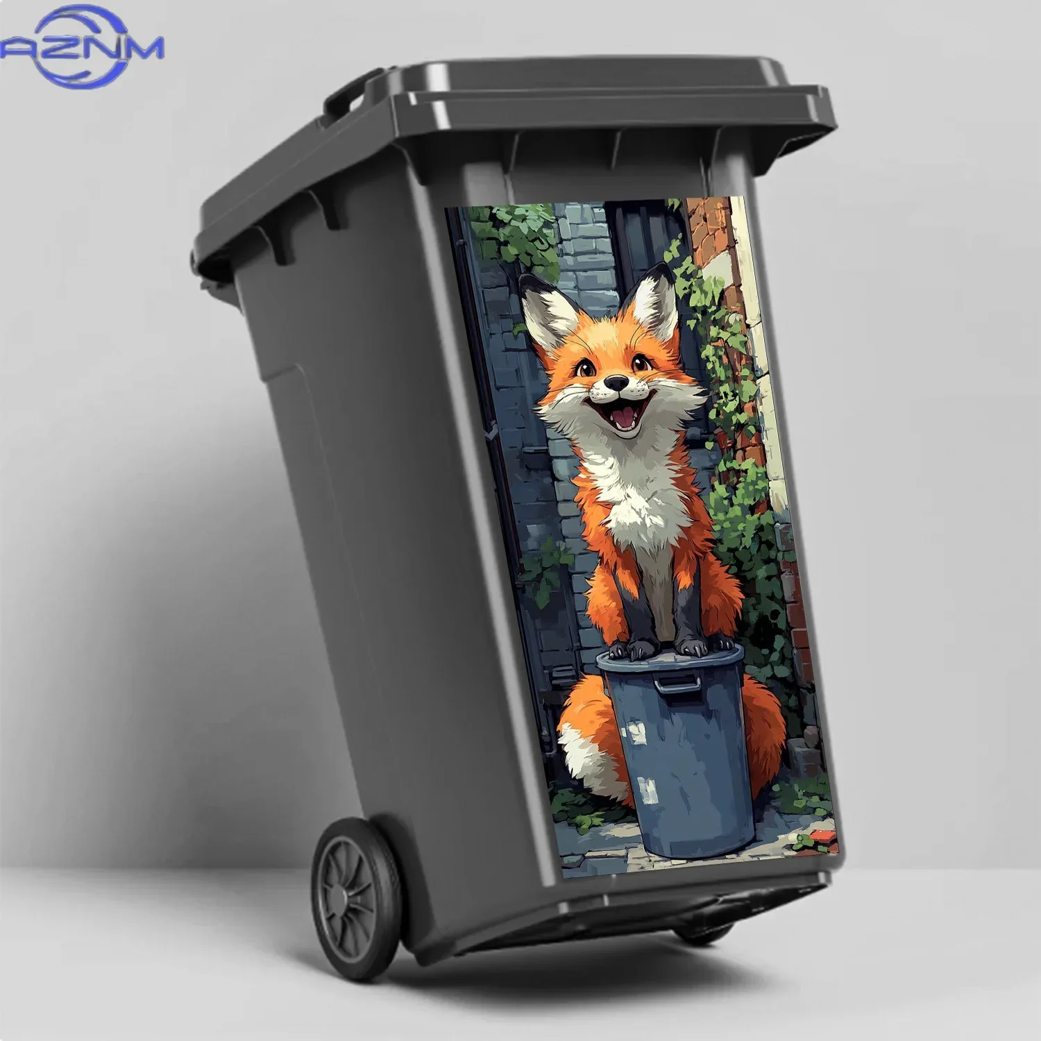 1pc Fox on Trash Can PVC Wall Sticker - Self-Adhesive Waterproof Oil-Resistant High-Temp & Wear-Resistant Easy-Clean Tradition