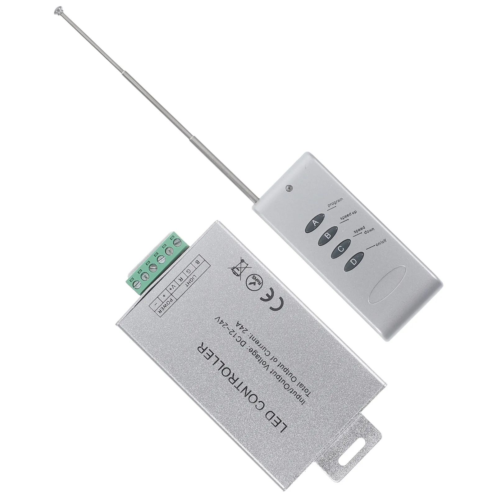 

Беспроводной LED-контроллер DC 12-24В, 24 кнопки, металлический корпус, защита от неправильной полярности, пульт дистанционного управления, без потерь сигнала