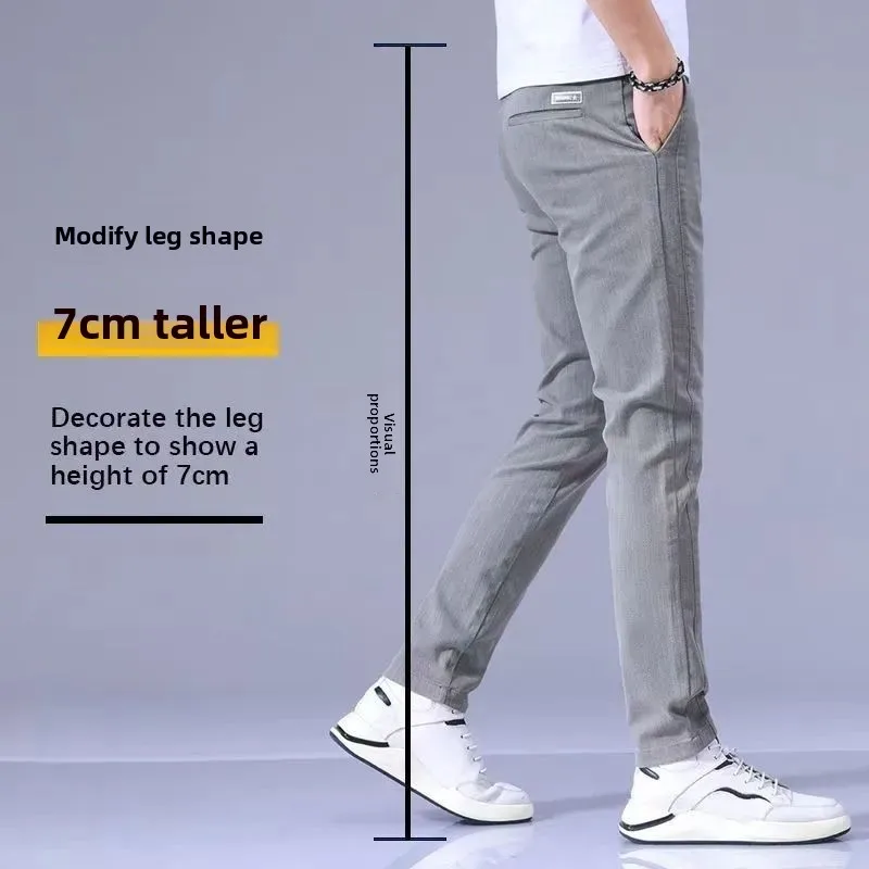 جديد 2025 الصيف رقيقة جديدة سراويل تقليدية الرجال سليم مستقيم جديد مطاطا الأعمال تمتد العمل التكتيكي طويل بنطال رياضي رجل