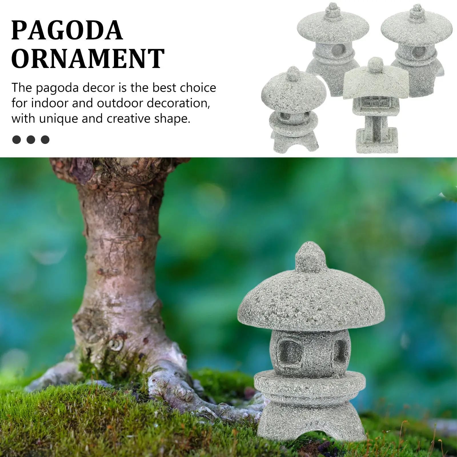 4Pcs Mini Pagoda Stone Lantern Sandstone Bonsai Garden Decoration Micro Landscape Pavilion Ornament Indoor Outdoor Tabletop