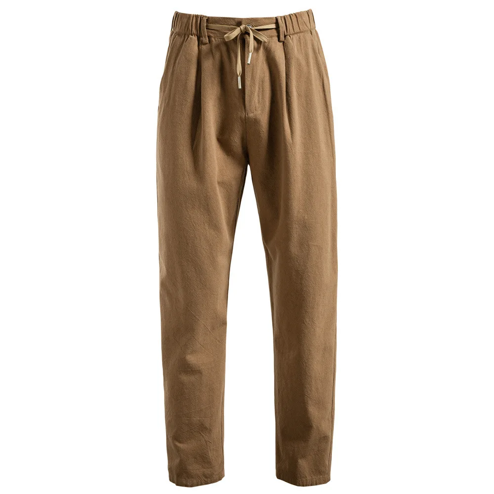 

2025 Men's Linen Blend Pants Breathable Tapered Casual Trousers Back Waist Pocket Resort Commute Effortless Style Spring Summer