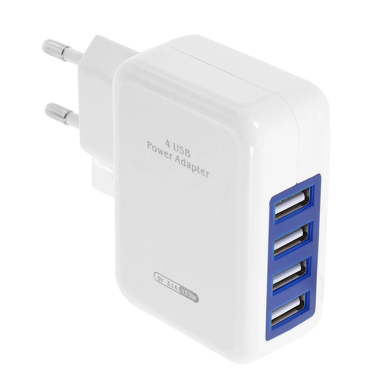4-Port USB Charger Portable Travel Multi USB Charger Station for Mobile Phones Tablets Cameras Supports Fast Charging Protection