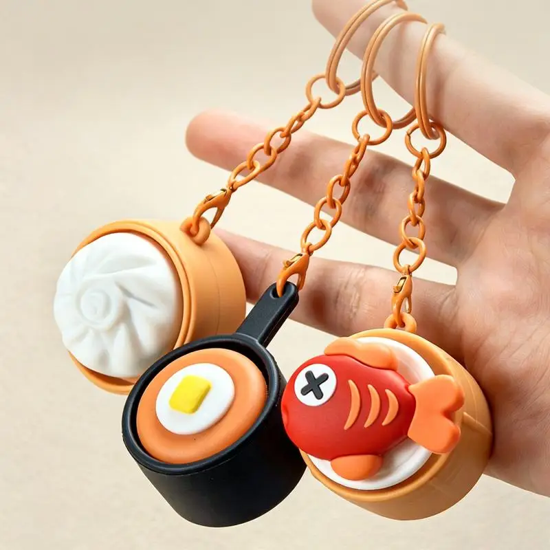 Mini Gourmet Keychain Decompression Fidget Anxiety Relief Toy Cute Burger Sushi Avocado Durian Pendant Bag Backpack Decor view 4