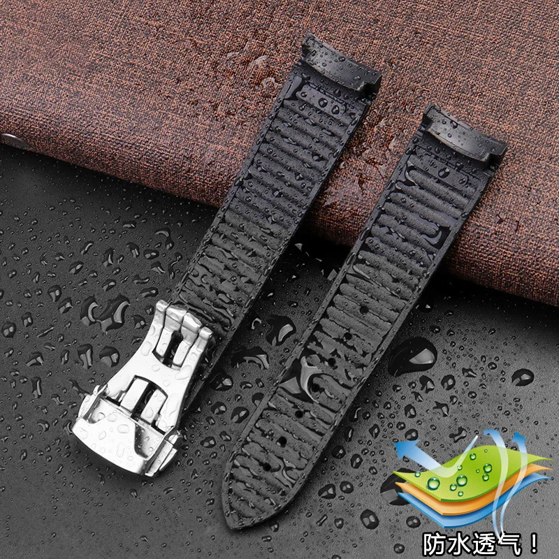 20mm Soft Rubber Silicone Watch Band Grind Arenaceous Belt For Omega Strap Fit For Seamaster 300 Watchband Folding Buckle