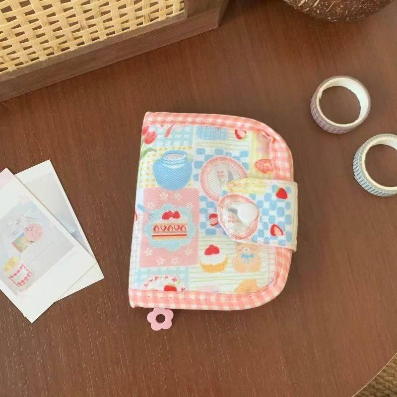 Kawaii Cartoon Pattern Fabric Wallet Portable Girls Card Holder Multifunctional Travel ID Credit Card Coin Document Storage Bag