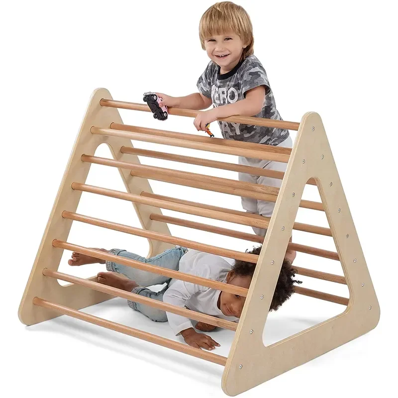 Kids Indoor Climbing Frame Sensory Play Structure Motor Skills Development Triangle Gym for Toddlers Home Playground