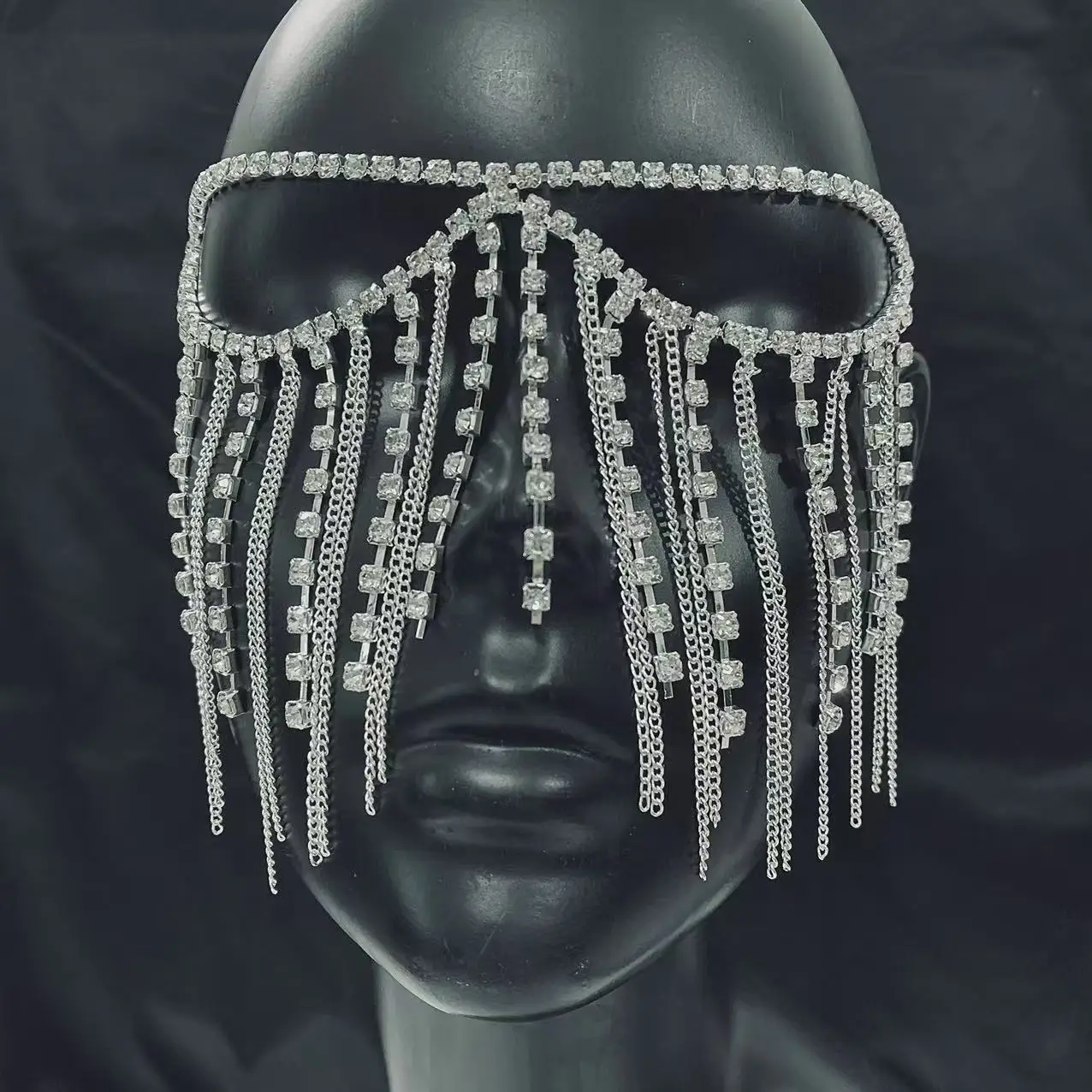 Water Diamond Tassel Mask Mask Half Face Makeup Ball Halloween Eye Mask Facial Decoration
