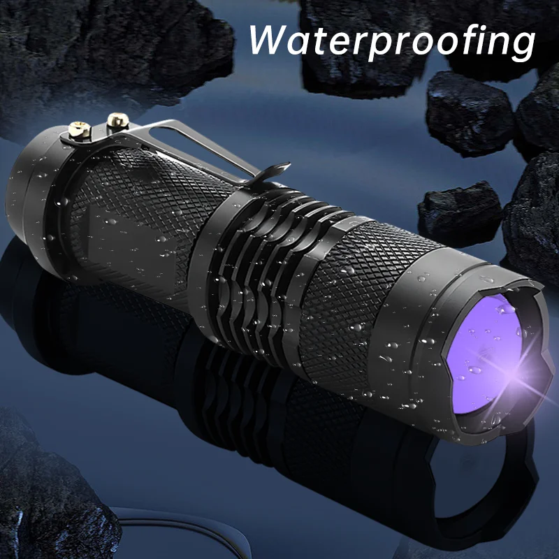 Portable UV Flashlight USB Rechargeable Ultraviolet Torch Waterproof Zoomable Light Pet Urine Scorpion Feminine Hygiene Detector