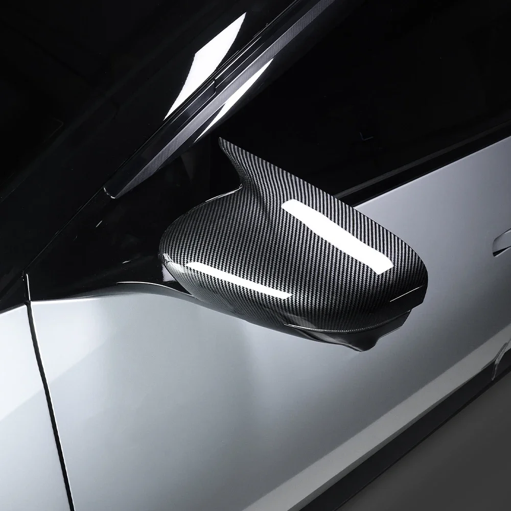 لكيا EV4 2025 2026 2 قطعة مشرق الأسود الثور القرن سيارة مرآة الرؤية الخلفية غطاء الكسوة الملحقات الخارجية