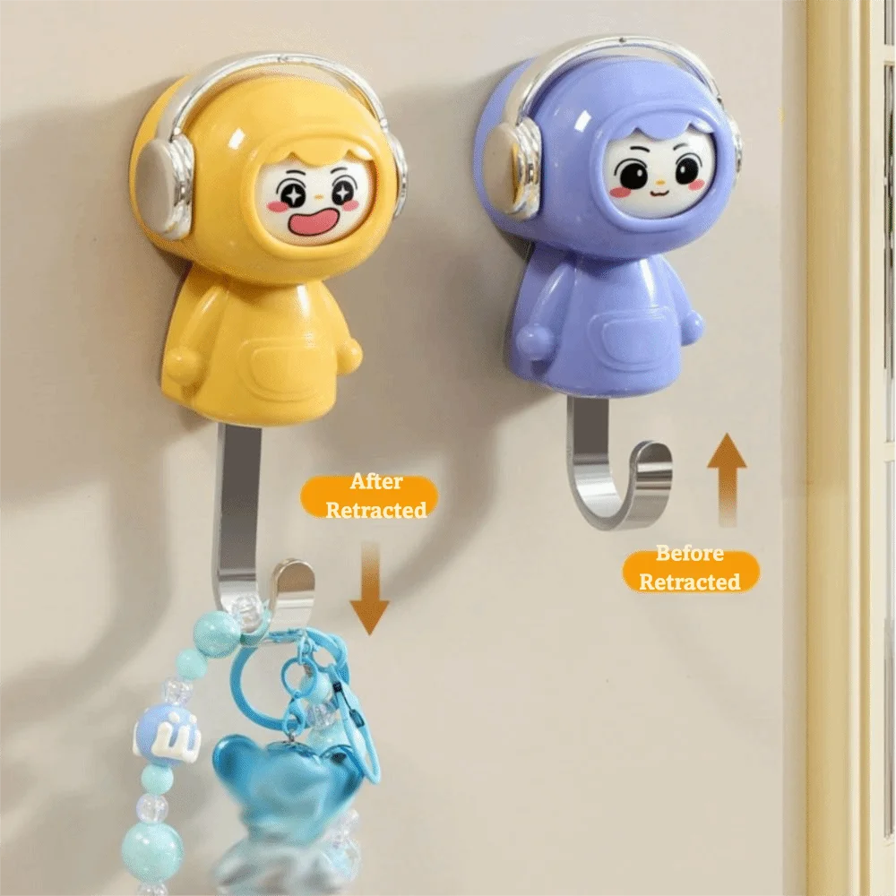 

Cartoon Design Face Changing Hook No Hole Waterproof Decorative Hooks Cute Style High Load-bearing Capacity Organization Hooks