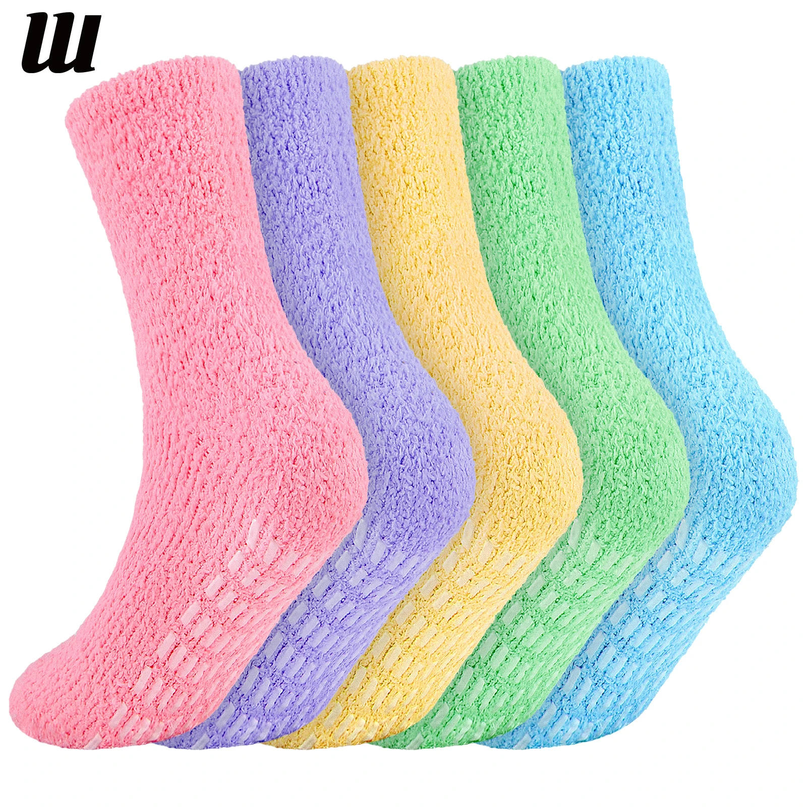 

5 Pairs Fluffy Socks for Women Non Slip Cozy Socks Coral Fleece Floor Bed Socks Winter Warm Plush Socks With Grippers