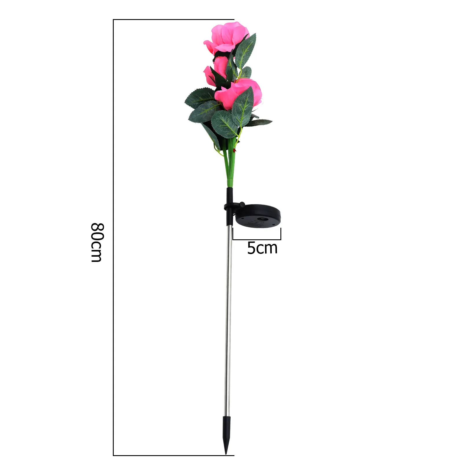 5 Heads Solar Rose Lawn Light Artificial LED Artificial Flower Pole Stick Light for Outdoor Decoration Garden