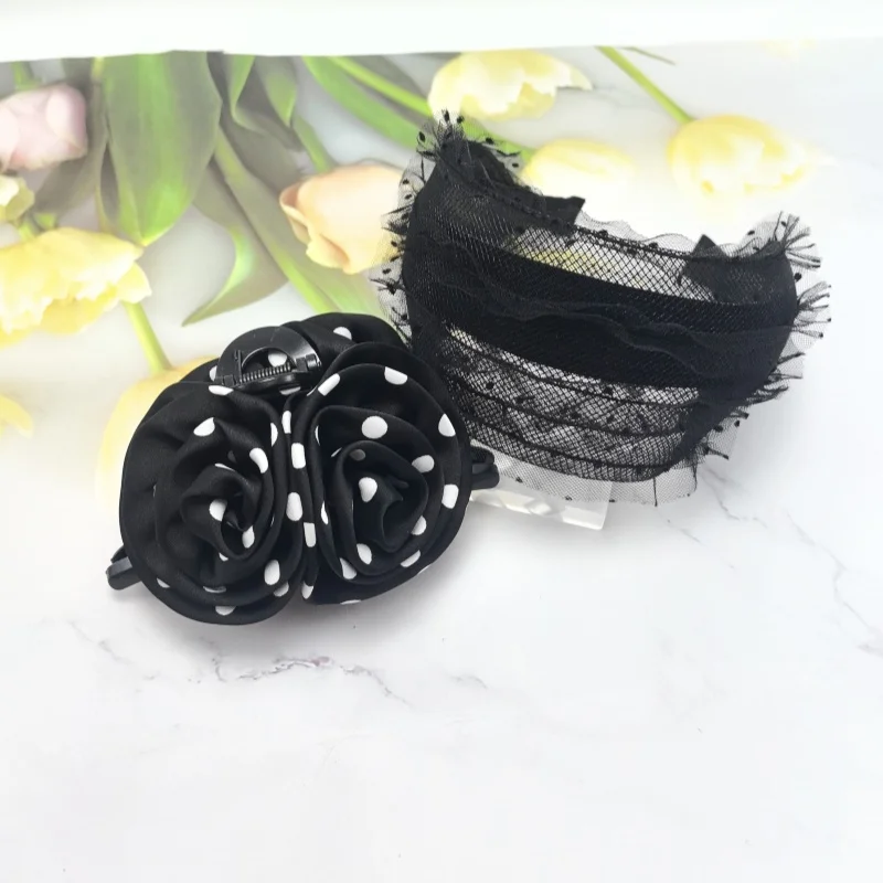 2025, neues Luxus-Perlen-Haarband für Damen, elegantes Netz, breites Stirnband mit Punkten, modisches Haar-Accessoire, gepunktetes Set, Haarband – Detail 10