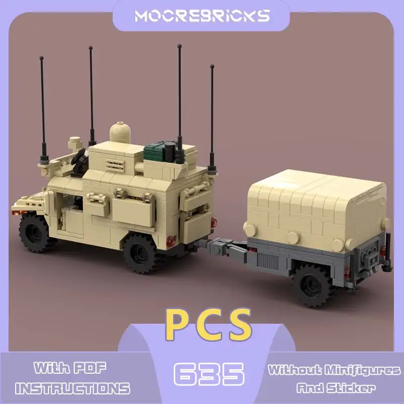 

MOC-189314 Армейский мобильный командный пост M1101, набор строительных блоков для прицепа, сборка, военная техника, модель, кирпичи, игрушки для мальчиков
