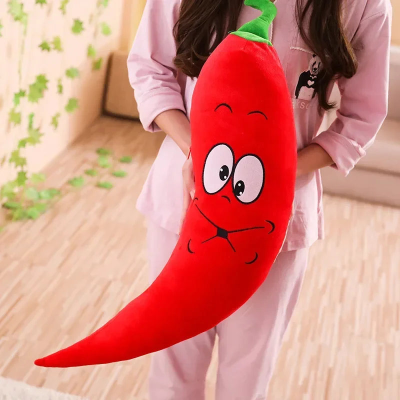 80-100Cm Hete Peper Grappig Gezicht Chili Creatief Kussen Pluche Fruit Groenten Voedsel Anti-Stress Zacht Meisje Kinderen Speelgoed Cadeau