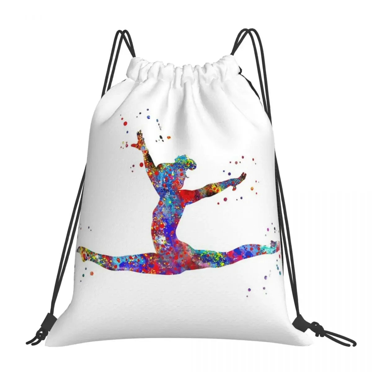 

Gymnastics Girl, Watercolor Gymnastics Backpacks Drawstring Bags Drawstring Bundle Pocket Storage Bag BookBag Man Woman School