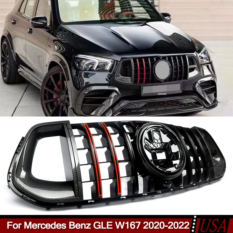 SAIQINGSP フロントバンパーセンターグリル メルセデスベンツ W167 C167 GLE350 GLE43 GLEクラス 2020 2021 2022 2023用