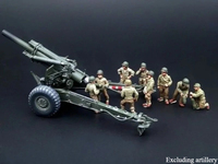 1/72 Scale Diecast Resin Figure Model Kit WWII American 155mm Gun Crew 9 Figures Unpainted