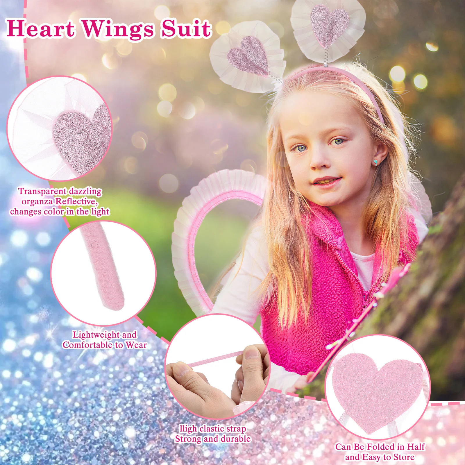 1 set Angel Wing Headband Kids Fairy Wings Costume Prop For Girls Party Decoration Cosplay Performance Wing For Kids Fairy Party