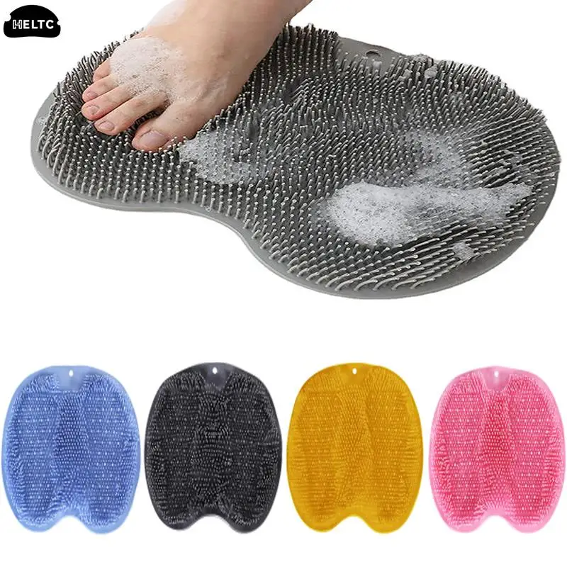 1*Bathroom Massage Shower Mat Non-slip Wash Foot Pad Foot Exfoliating Bathroom Rub Back Brush with Sucker Bath Massage Brush Pad