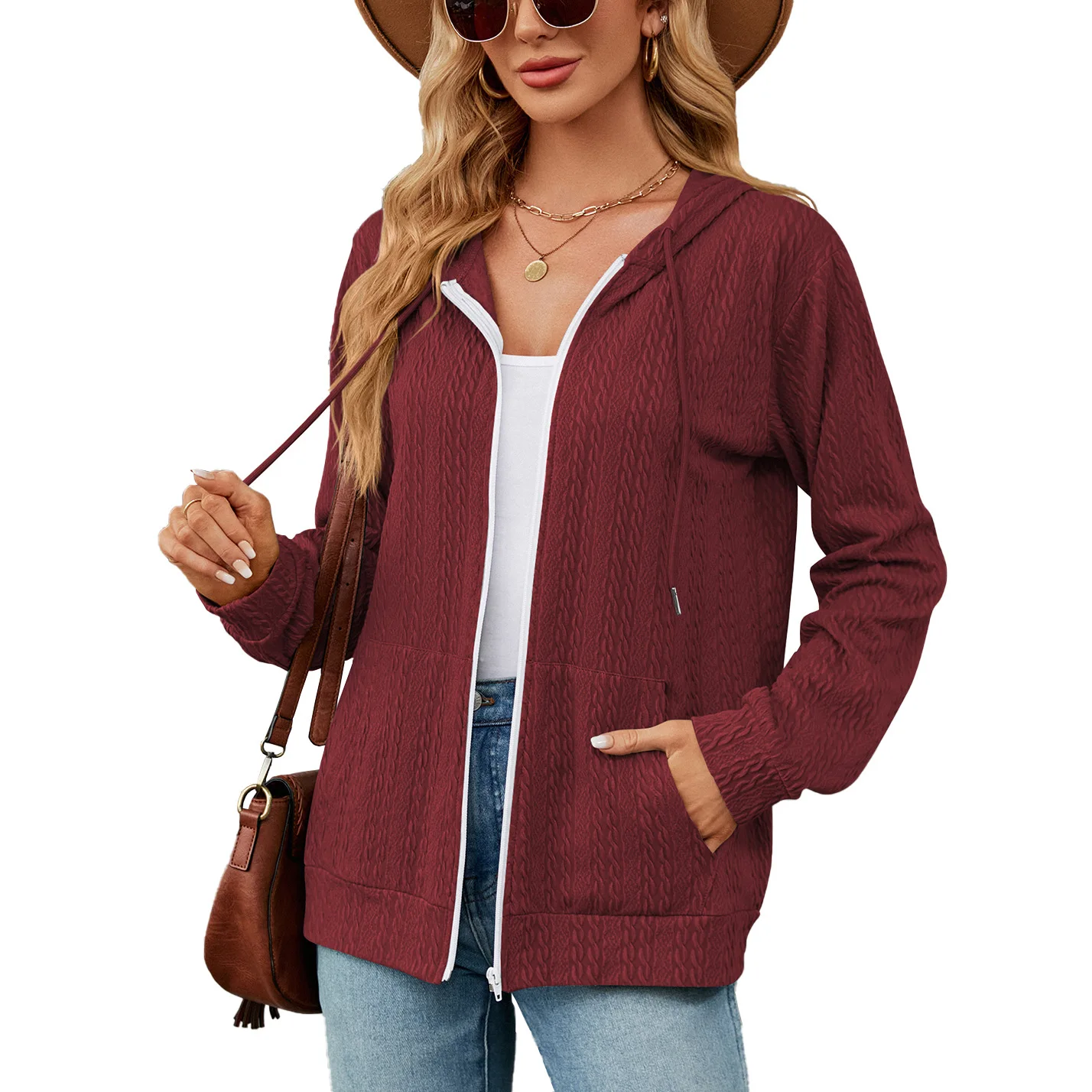 Chamliforve 2023 Autumn/winter New Loose Long-sleeved Hooded Zipper Cardigan Hoodie  Women Clothing