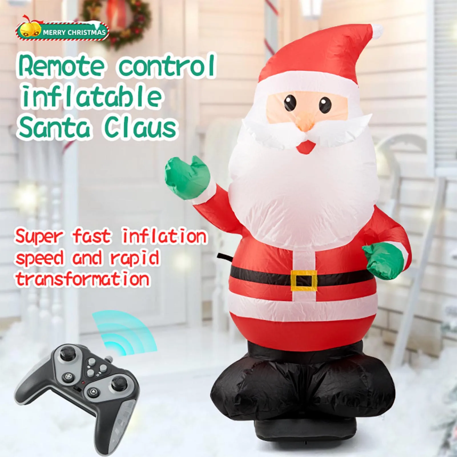 Remote Control Inflatable Dinosaur Toy Super Fast Inflation Speed Santa Claus Inflatable Toy for Outdoor Yard Garden Lawn Home