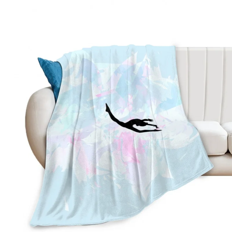 Water Colour Gymnastics Silhouette Throw Blankets Soft Flannel Fleece Warm Blanket Bed Couch Camping Travel