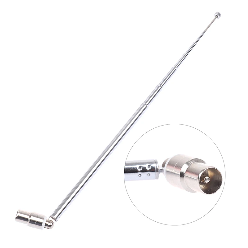 1pc Telescopic DVB-T Antenna 7 Sections 15dbi DVB-T TV HDTV Radio DVD Antenna Audio Aerial IEC Male Connector