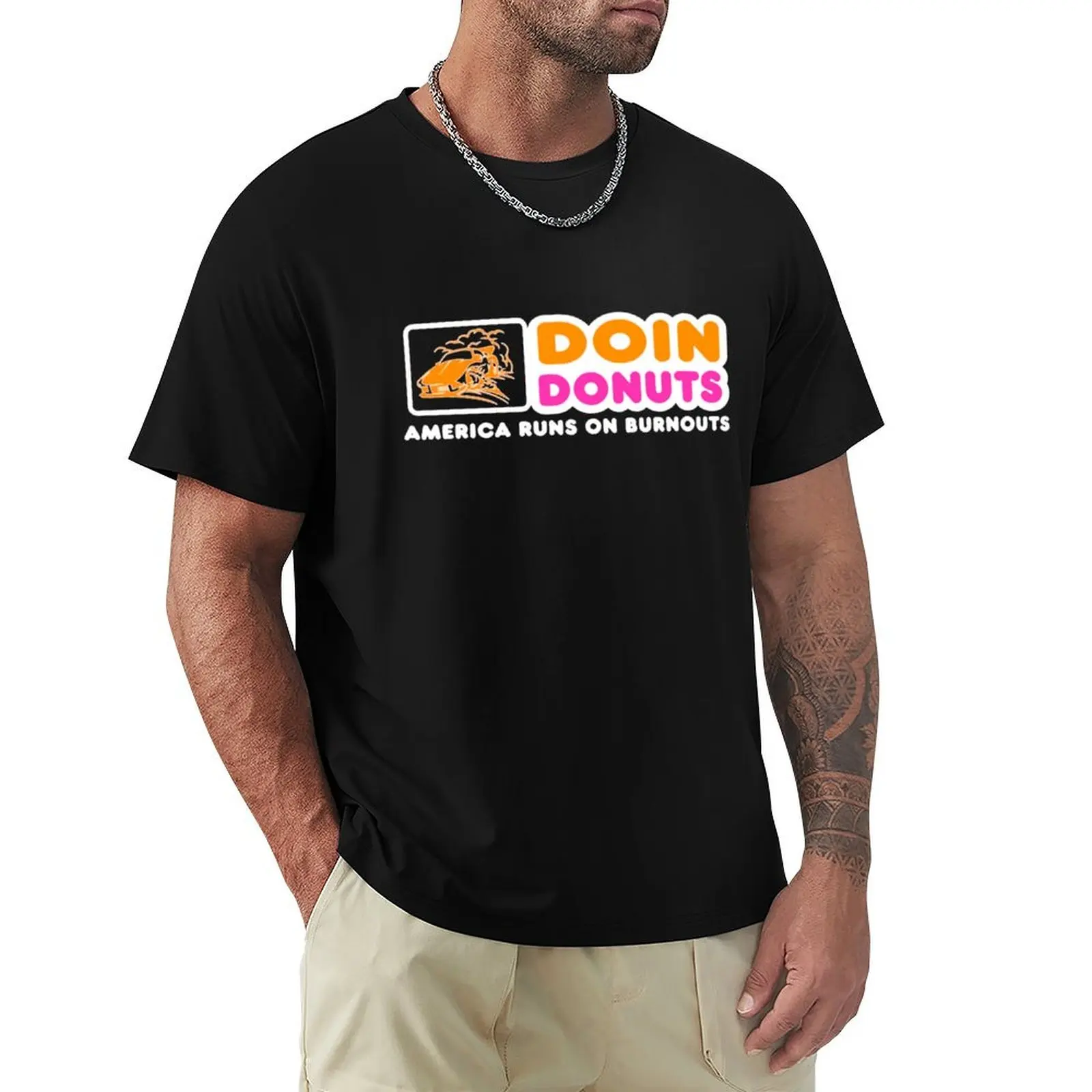 Funny Burnout Racing Car Enthusiast Doin Donuts - T-Shirt Basic Short Sleeve Cotton Blend T-Shirt