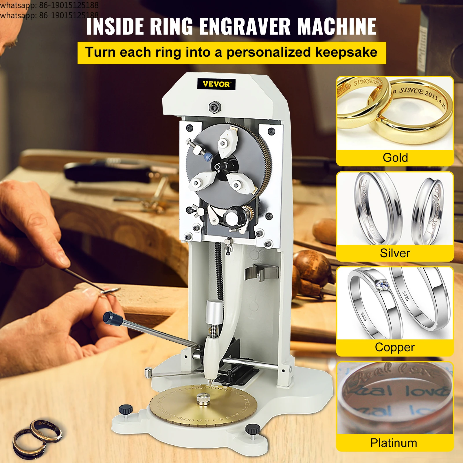 Inner ring carving seal machine with double-sided standard letter block dial plotter for gold and silver jewelry production