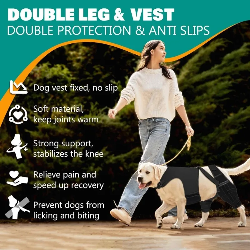 Dog Knee Brace for Torn ACL Hind Leg, Puppy Leg Brace Helps Reduce Pain from Torn CCL, Luxating Patella, Ligament, Hip Dysplasia